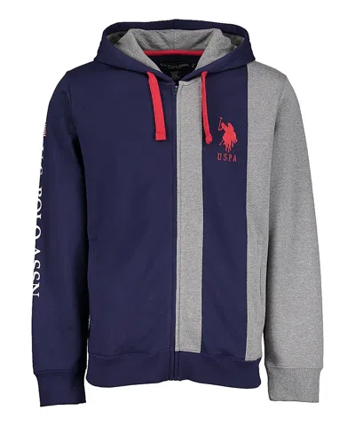 U.s. Polo Assn U. S. Polo Assn. Hoodie Men's Blue Gray Cotton Full Zip Long Sleeve Jdm1230
