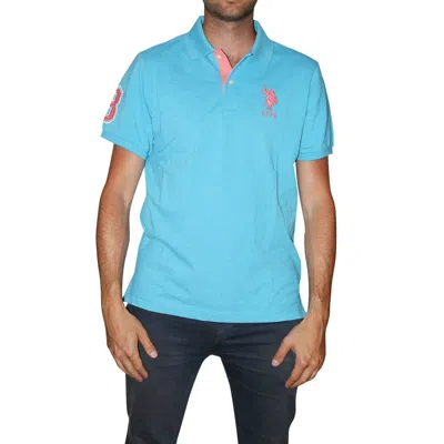 U.s. Polo Assn U. S. Polo Assn. Polo Shirt Men's Applique Blue Short Sleeve Slim Fit Jdm2507