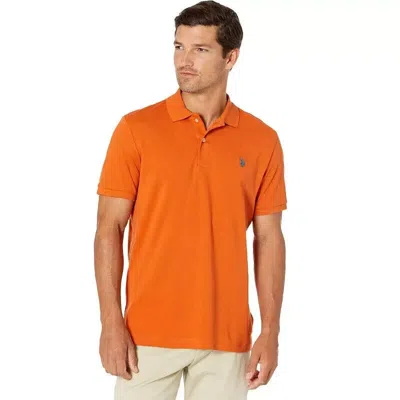 U.s. Polo Assn U. S. Polo Assn Polo Shirt Men's Orange Cotton Short Sleeve Pullover Jdm707