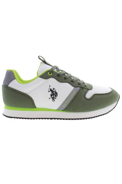 U.s. Polo Assn Green Lace-up Sneakers With Contrasting Details