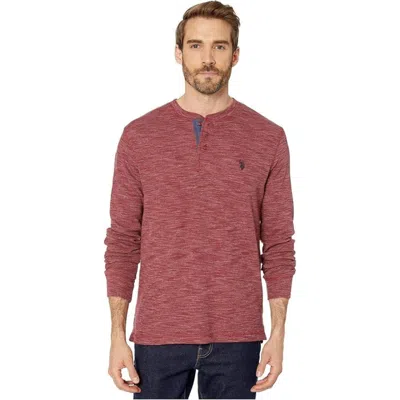 U.s. Polo Assn U. S. Polo Assn. Shirt Mens Red Space Dye Cotton Thermal Henley Neck Jzz428