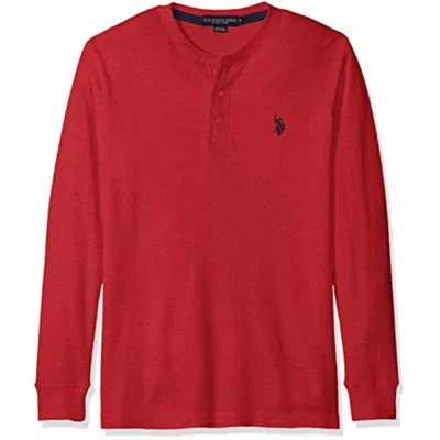 U.s. Polo Assn U. S. Polo Assn. Sweater Men's Red Heather Long Sleeve Thermal Henley Jzz8 In Multi