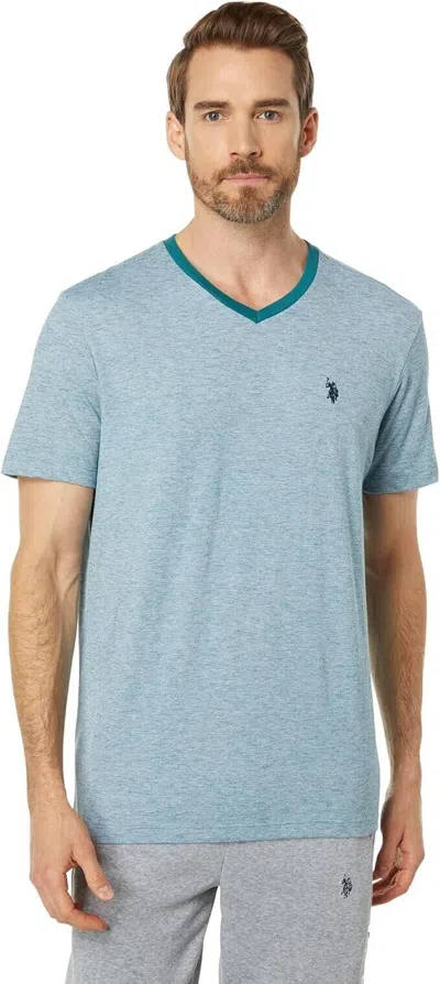 U.s. Polo Assn U. S. Polo Assn. T-shirt Men M Rhinebeck Teal Heather Short Sleeve V-neck Jdm036u In Blue