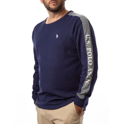 U.s. Polo Assn U. S. Polo Assn. T-shirt Men's Navy Striped Cotton Long Sleeve Crew Neck Jdm1976 In Blue