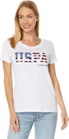 U.s. Polo Assn U. S. Polo Assn. T-shirt Women's Xl White Sequins Flag Round Neck Pullover Jdm305 In White