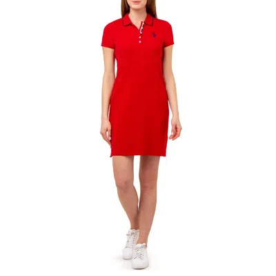 U.s. Polo Assn U. S. Polo Assn. Tipped Polo Dress Women's Red Short Sleeve Activewear Jdm2548