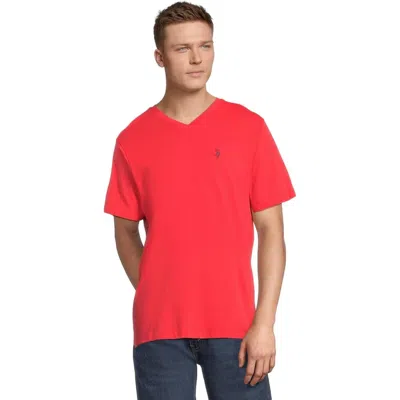 U.s. Polo Assn U. S. Polo Assn. T-shirt Mens Barberry 100% Cotton Short Sleeve V-neck Gbo 55 In Animal Print
