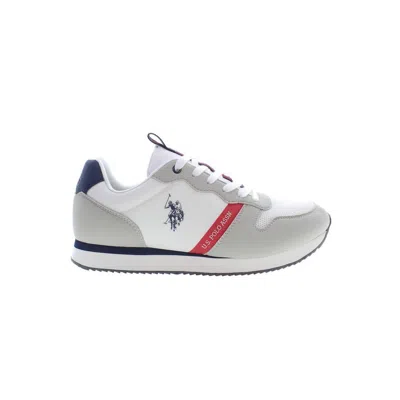 U.s. Polo Assn White Polyester Athletic Sneakers In Gray