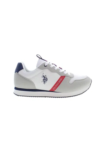 U.s. Polo Assn White Polyester Trainer In Multi
