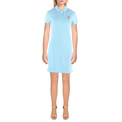 U.s. Polo Assn Womens Logo Cotton Shirtdress In Blue