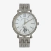 U.s. Polo Assn Womens Silver Tone Bracelet Watch Usc40289jc In Silver