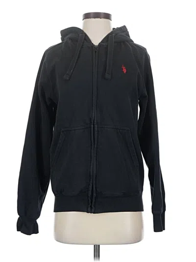 Pre-owned U.s. Polo Assn Zip Up Hoodie In Black