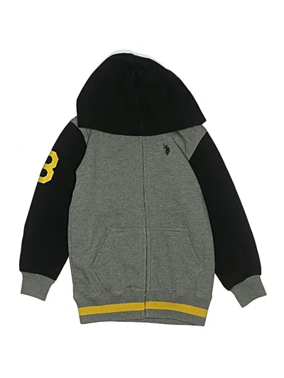 Pre-owned U.s. Polo Assn Kids' Zip Up Hoodie In Gray