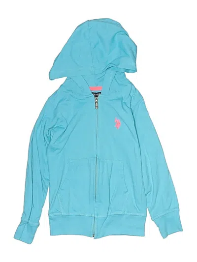 Pre-owned U.s. Polo Assn Kids' Zip Up Hoodie In Teal