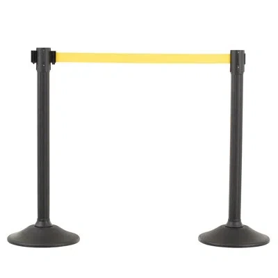 Us Weight Black Plastic Stanchion For Crowd Control With 6.5' Retractable Yellow Barrier Belt With Tool-free A