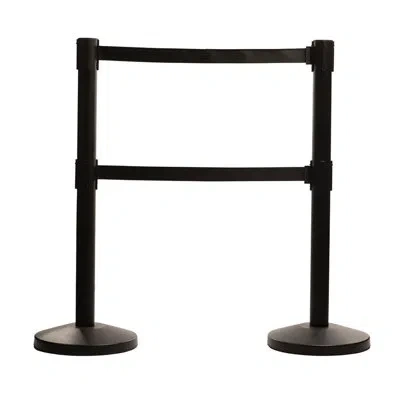 Us Weight Dual Retractable Belt Barrier Stanchion, 9' Black Belts