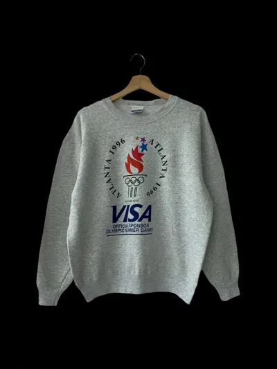 Pre-owned Usa Olympics X Vintage 1992 Olympic Atlanta Distressed Crewneck Sweatshirt In Grey