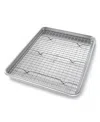 Usa Pan Non-stick Aluminum 2 Piece Jelly Roll Pan And Baking Rack Set In Silver,gray