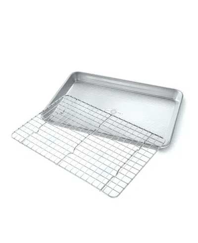 Usa Pan Non-stick Aluminum 2 Piece Quarter Sheet Pan And Baking Rack Set In No Color