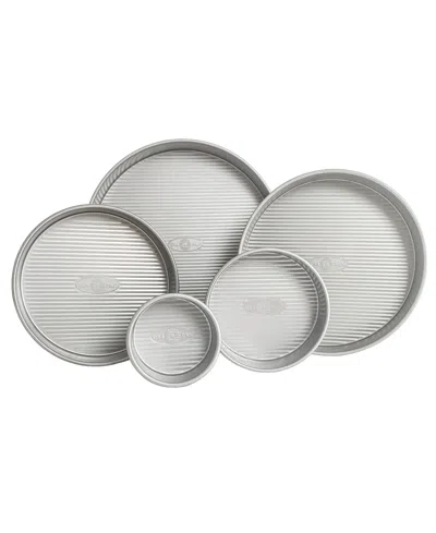 Usa Pan Non-stick Aluminum 5-piece Round Cake Pan Set In Silver,gray