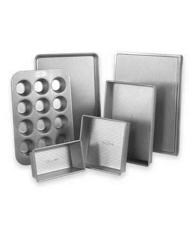 Usa Pan Non-stick Aluminum 6-piece Bakeware Set In Silver,gray