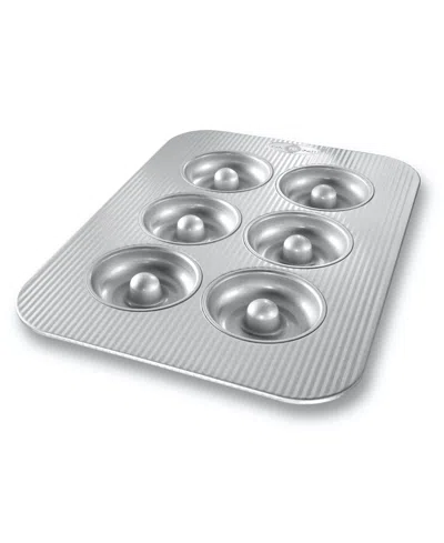 Usa Pan Non-stick Aluminum 6-well 15" X 11" Donut Pan In Silver,gray