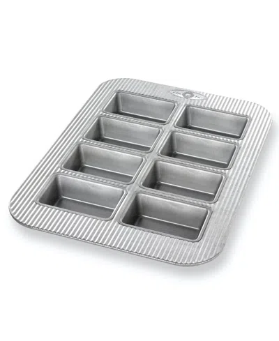 Usa Pan Non-stick Aluminum 8-well 15" X 11" Mini Loaf Pan In Silver,gray