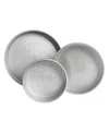 Shop Usa Pan Non-stick Aluminum Large 3-piece Round Cake Pan Set In Silver,gray