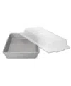 Usa Pan Non-stick Aluminum Seamless 9" X 13" Rectangular Cake Pan And Lid Set In Silver,gray