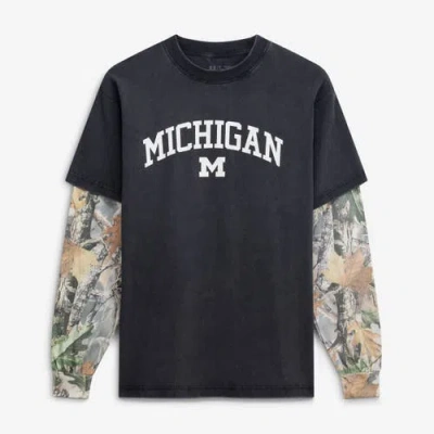 Uscape Apparel Black/camo Michigan Wolverines Back Bay Twofer Heavyweight Long Sleeve T-shirt