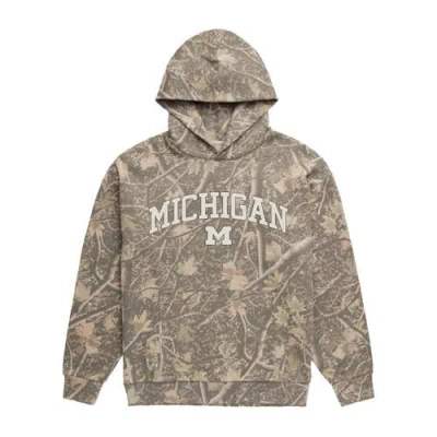 Uscape Apparel Camo Michigan Wolverines Back Bay Fleece Hoodie In Brown