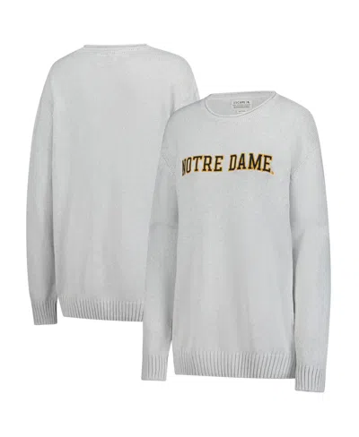 Uscape Apparel Men's And Women's Ash Notre Dame Fighting Irish Embroidered Applique Sweater In White