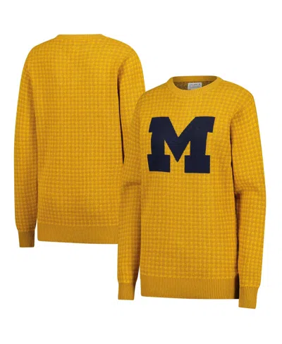 Uscape Apparel Men's And Women's Maize Michigan Wolverines Renew Knit Vintage Houndstooth Sweater In Yellow