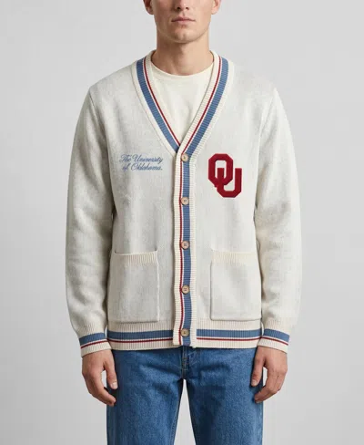 Uscape Apparel Men's And Women's Natural Oklahoma Sooners Americana Striped Full-button Cardigan