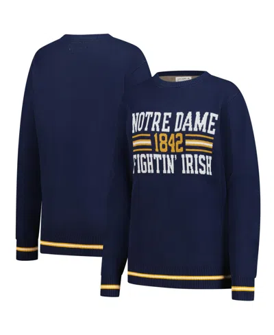 Uscape Apparel Men's And Women's Navy Notre Dame Fighting Irish Renew Knit Vintage Retro Sweater In Blue