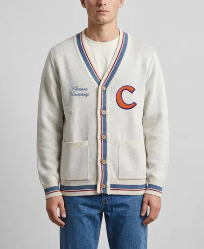 Uscape Apparel Men's And Women's  Natural Clemson Tigers Americana Striped Full-button Cardigan In Neutral