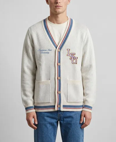 Uscape Apparel Men's And Women's  Natural Lsu Tigers Americana Striped Full-button Cardigan In Gray
