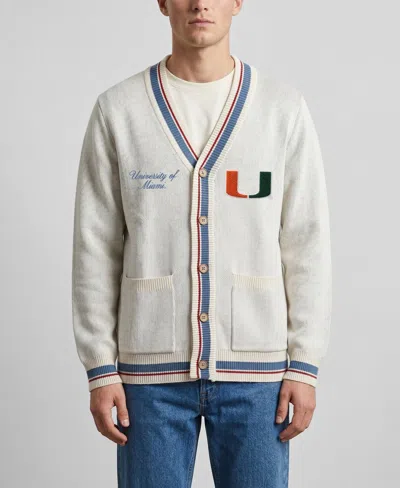 Uscape Apparel Men's And Women's  Natural Miami Hurricanes Americana Striped Full-button Cardigan In Neutral