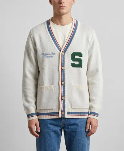 Uscape Apparel Men's And Women's  Natural Michigan State Spartans Americana Striped Full-button Cardi In Neutral
