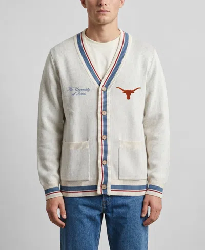 Uscape Apparel Men's And Women's  Natural Texas Longhorns Americana Striped Full-button Cardigan In White