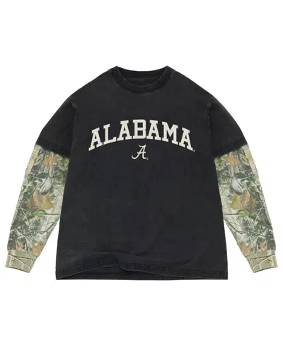 Uscape Apparel Men's Black/camo Alabama Crimson Tide Back Bay Twofer Heavyweight Long Sleeve T-shirt