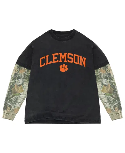 Uscape Apparel Men's Black/camo Clemson Tigers Back Bay Twofer Heavyweight Long Sleeve T-shirt In Multi