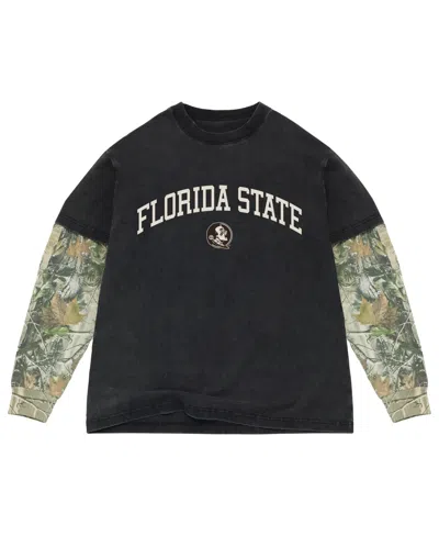 Uscape Apparel Men's Black/camo Florida State Seminoles Back Bay Twofer Heavyweight Long Sleeve T-shirt