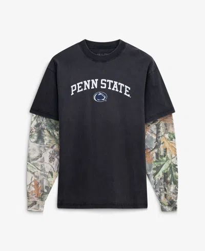 Uscape Apparel Men's Black/camo Penn State Nittany Lions Back Bay Twofer Heavyweight Long Sleeve T-shirt