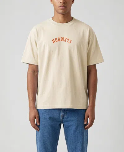 Uscape Apparel Men's Cream Clemson Tigers Upside Down Embroidered Vintage Heavyweight T-shirt In Multi