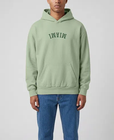 Uscape Apparel Men's Green Miami Hurricanes Upside Down Embroidered Vintage Heavyweight Hoodie In Metallic