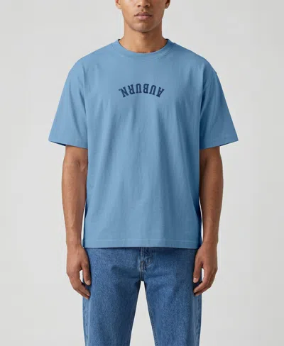 Uscape Apparel Men's Light Blue Auburn Tigers Upside Down Embroidered Vintage Heavyweight T-shirt