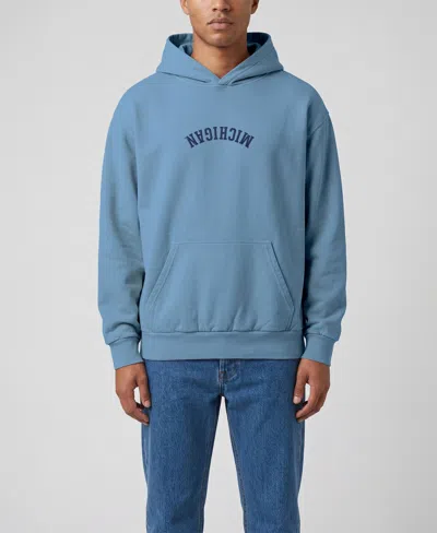 Uscape Apparel Men's Light Blue Michigan Wolverines Upside Down Embroidered Vintage Heavyweight Hoodie