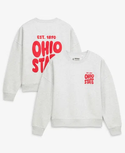 Uscape Apparel Women's Heather Gray Ohio State Buckeyes Cloud Sweatshirt In White