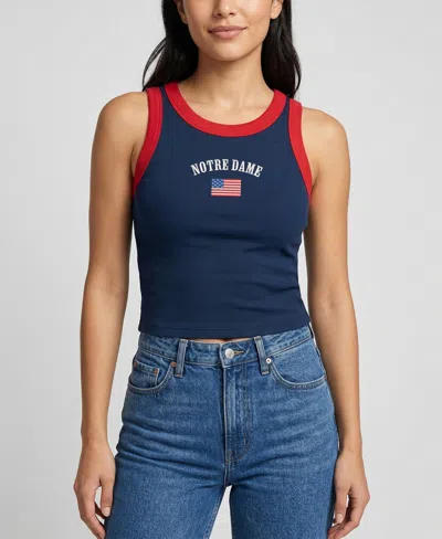 Uscape Apparel Women's Navy, Red Notre Dame Fighting Irish Americana Wordmark Ribbed Tank Top In Blue